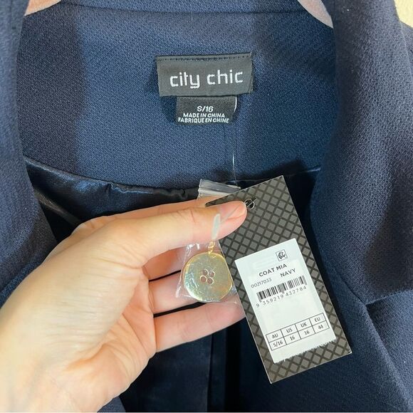 City Chic Women’s Navy Blue Mia Coat 16 NWT - Picture 6 of 15